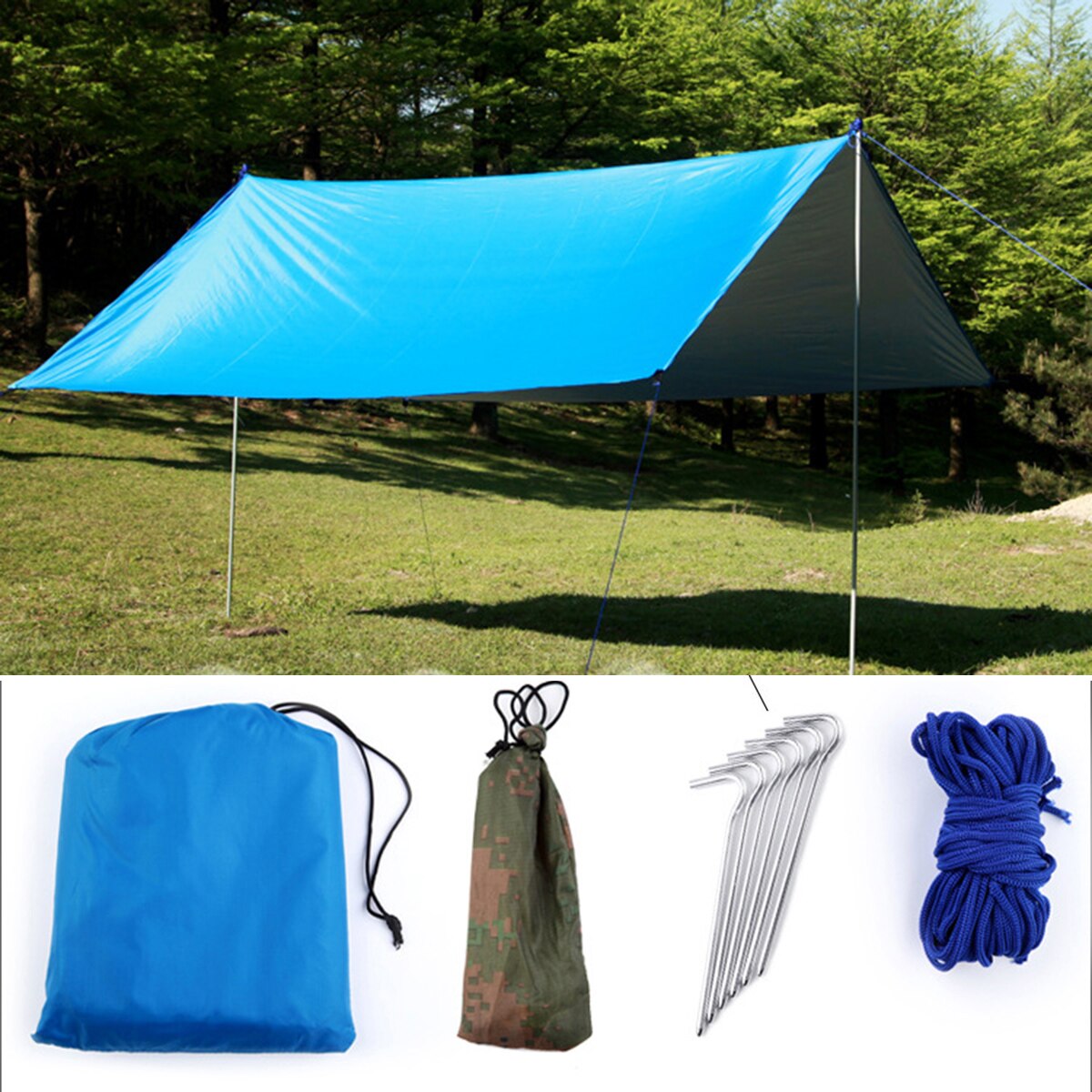Cheap Goat Tents Outdoor Waterproof UV Resistant Camping Tarp Folding Tent Beach Shade Tarp Multifunctional Sunscreen Beach Pergola Shade Tent Tents 